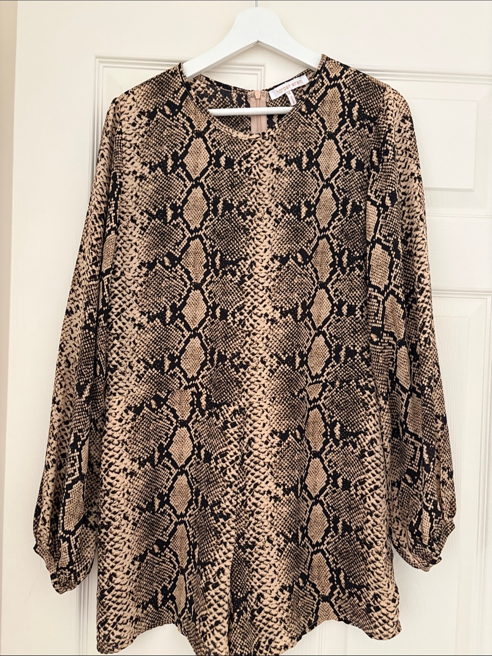 Harper wren Snake Print Long-Sleeve Mono - Tan/Black size M.